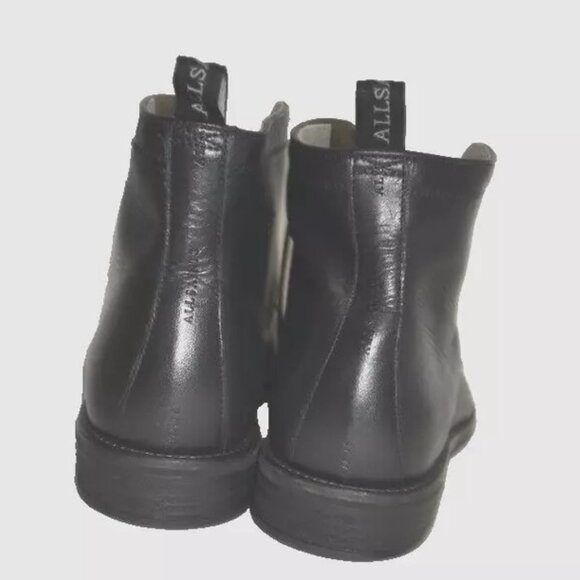 New! ALLSAINTS Men\'s Harland Cap toe Leather Combat Boot Black Size 9 US DD357A